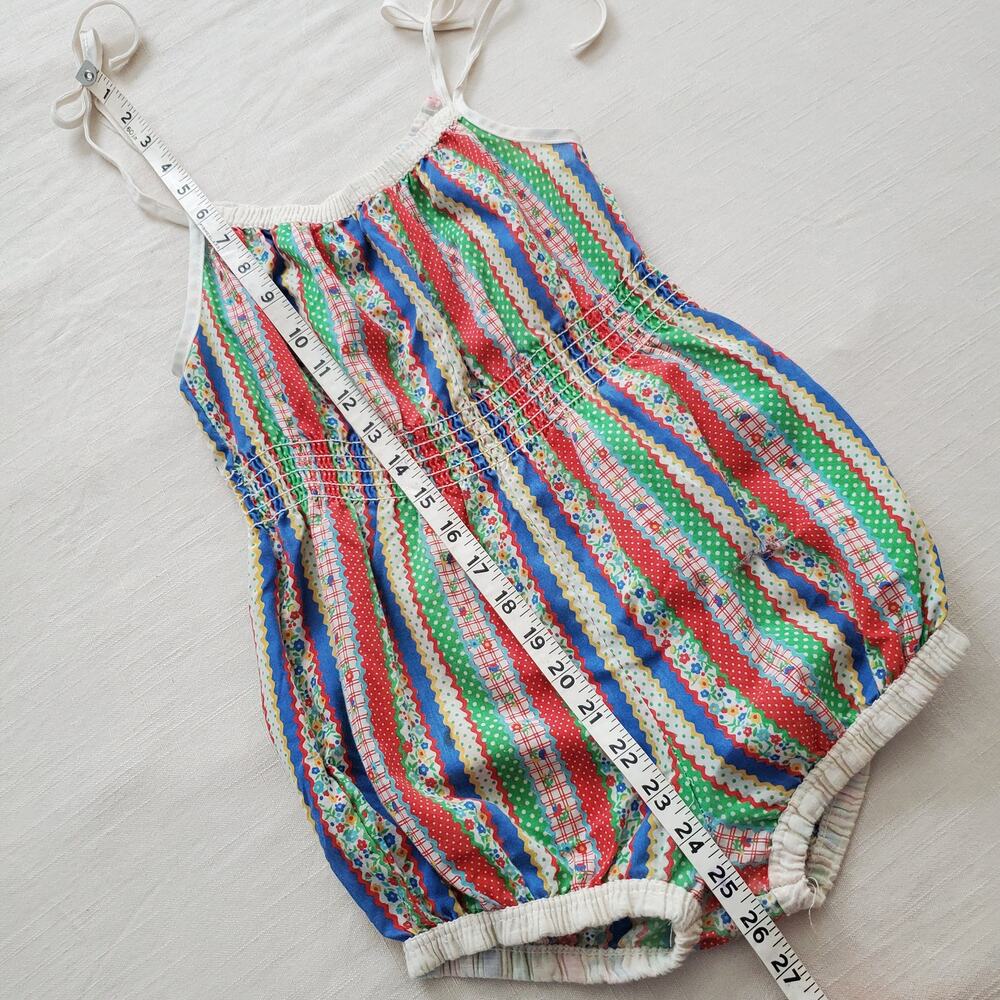 Vintage 70s Striped Pattern Romper kids 9/10 *flaw - Picture 6 of 10